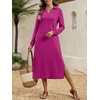 image:imageANRABESS Womens Fall Long Sleeve Polo VNeck Maxi DressesHot Pink