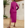 image:imageANRABESS Womens Fall Long Sleeve Polo VNeck Maxi DressesHot Pink