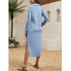 image:imageANRABESS Womens Fall Long Sleeve Polo VNeck Maxi DressesLight Blue