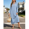 image:imageANRABESS Womens Fall Long Sleeve Polo VNeck Maxi DressesLight Blue