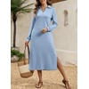image:imageANRABESS Womens Fall Long Sleeve Polo VNeck Maxi DressesLight Blue
