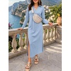 image:imageANRABESS Womens Fall Long Sleeve Polo VNeck Maxi DressesLight Blue