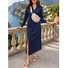 image:imageANRABESS Womens Fall Long Sleeve Polo VNeck Maxi DressesNavy Blue