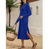 image:imageANRABESS Womens Fall Long Sleeve Polo VNeck Maxi DressesRoyal Blue