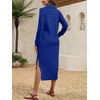 image:imageANRABESS Womens Fall Long Sleeve Polo VNeck Maxi DressesRoyal Blue
