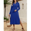 image:imageANRABESS Womens Fall Long Sleeve Polo VNeck Maxi DressesRoyal Blue