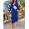 image:imageANRABESS Womens Fall Long Sleeve Polo VNeck Maxi DressesRoyal Blue