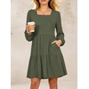 image:imageANRABESS Womens Fall Long Sleeve Square Neck Short DressArmy Green