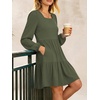 image:imageANRABESS Womens Fall Long Sleeve Square Neck Short DressArmy Green