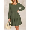 image:imageANRABESS Womens Fall Long Sleeve Square Neck Short DressArmy Green