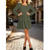 image:imageANRABESS Womens Fall Long Sleeve Square Neck Short DressArmy Green