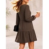 image:imageANRABESS Womens Fall Long Sleeve Square Neck Short DressBlack Brown Stripe