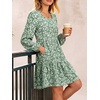 image:imageANRABESS Womens Fall Long Sleeve Square Neck Short DressGreen Floral