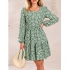 image:imageANRABESS Womens Fall Long Sleeve Square Neck Short DressGreen Floral