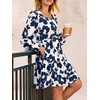 image:imageANRABESS Womens Fall Long Sleeve Square Neck Short DressNavy Blue Floral