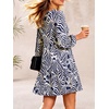 image:imageANRABESS Womens Fall Long Sleeve Square Neck Short DressNavy Blue Print