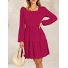 image:imageANRABESS Womens Fall Long Sleeve Square Neck Short DressRose