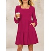 image:imageANRABESS Womens Fall Long Sleeve Square Neck Short DressRose