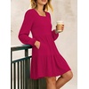 image:imageANRABESS Womens Fall Long Sleeve Square Neck Short DressRose