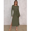 image:imageANRABESS Womens Fall Long Sleeve Tie Waist Casual Maxi DressArmy Green