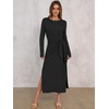image:imageANRABESS Womens Fall Long Sleeve Tie Waist Casual Maxi DressBlack
