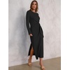 image:imageANRABESS Womens Fall Long Sleeve Tie Waist Casual Maxi DressBlack