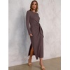 image:imageANRABESS Womens Fall Long Sleeve Tie Waist Casual Maxi DressCoffee