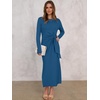 image:imageANRABESS Womens Fall Long Sleeve Tie Waist Casual Maxi DressCyan