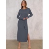 image:imageANRABESS Womens Fall Long Sleeve Tie Waist Casual Maxi DressDeep Gray