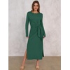 image:imageANRABESS Womens Fall Long Sleeve Tie Waist Casual Maxi DressDeep Green