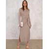 image:imageANRABESS Womens Fall Long Sleeve Tie Waist Casual Maxi DressKhaki