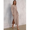 image:imageANRABESS Womens Fall Long Sleeve Tie Waist Casual Maxi DressKhaki