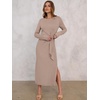 image:imageANRABESS Womens Fall Long Sleeve Tie Waist Casual Maxi DressKhaki