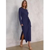image:imageANRABESS Womens Fall Long Sleeve Tie Waist Casual Maxi DressNavy Blue