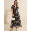 image:imageANRABESS Womens Floral Tulle Wedding Guest Short Sleeve Maxi DressBlack Pink Floral