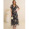 image:imageANRABESS Womens Floral Tulle Wedding Guest Short Sleeve Maxi DressBlack Pink Floral