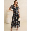 image:imageANRABESS Womens Floral Tulle Wedding Guest Short Sleeve Maxi DressBlack Pink Floral
