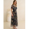 image:imageANRABESS Womens Floral Tulle Wedding Guest Short Sleeve Maxi DressBlack Pink Floral