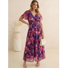 image:imageANRABESS Womens Floral Tulle Wedding Guest Short Sleeve Maxi DressBlue Orange Floral