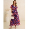 image:imageANRABESS Womens Floral Tulle Wedding Guest Short Sleeve Maxi DressBlue Orange Floral