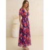 image:imageANRABESS Womens Floral Tulle Wedding Guest Short Sleeve Maxi DressBlue Orange Floral