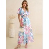 image:imageANRABESS Womens Floral Tulle Wedding Guest Short Sleeve Maxi DressBlue Pink Floral