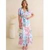 image:imageANRABESS Womens Floral Tulle Wedding Guest Short Sleeve Maxi DressBlue Pink Floral