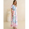 image:imageANRABESS Womens Floral Tulle Wedding Guest Short Sleeve Maxi DressBlue Pink Floral