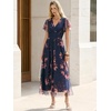 image:imageANRABESS Womens Floral Tulle Wedding Guest Short Sleeve Maxi DressBrown Floral Dark Blue