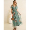 image:imageANRABESS Womens Floral Tulle Wedding Guest Short Sleeve Maxi DressDusty Olive Floral