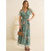 image:imageANRABESS Womens Floral Tulle Wedding Guest Short Sleeve Maxi DressDusty Olive Floral