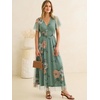 image:imageANRABESS Womens Floral Tulle Wedding Guest Short Sleeve Maxi DressDusty Olive Floral