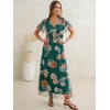image:imageANRABESS Womens Floral Tulle Wedding Guest Short Sleeve Maxi DressEmerald Green Floral