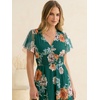 image:imageANRABESS Womens Floral Tulle Wedding Guest Short Sleeve Maxi DressEmerald Green Floral